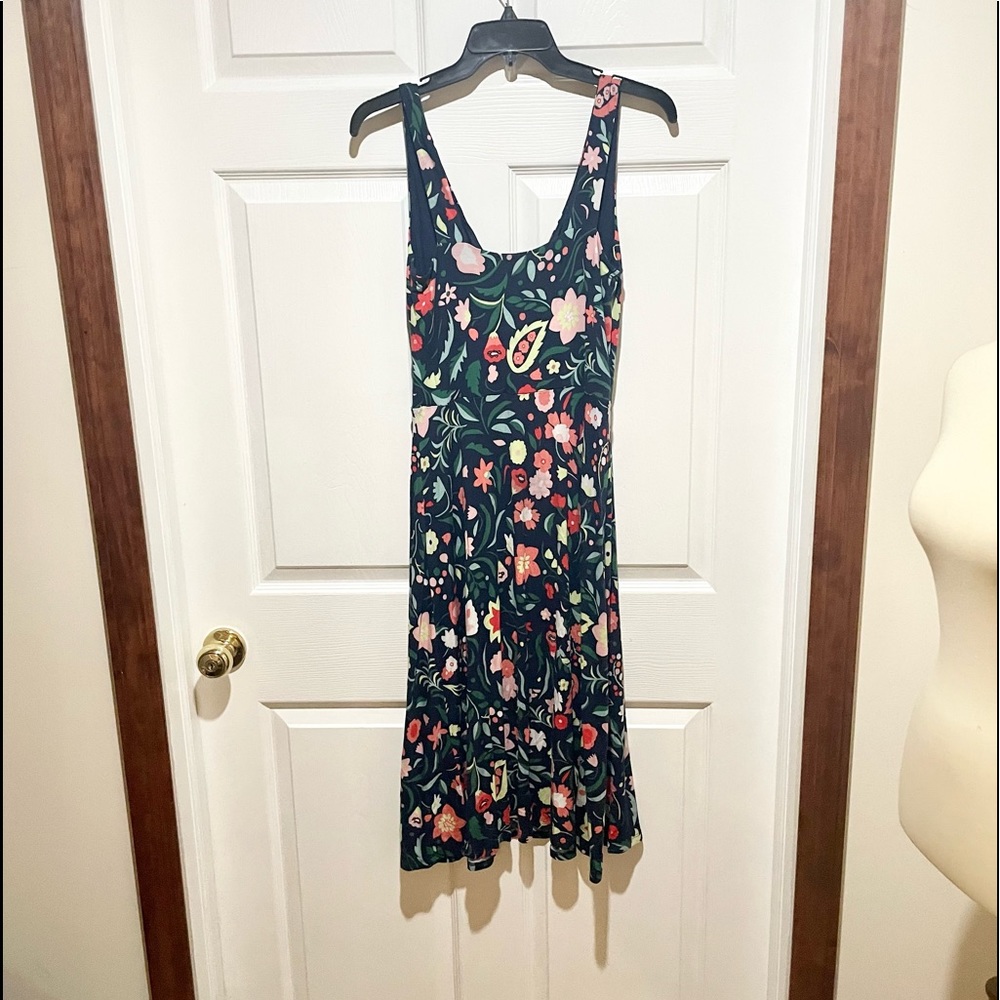 Boden Navy Floral Midi Dress with Multicolor Flowers - Picture 5 of 8